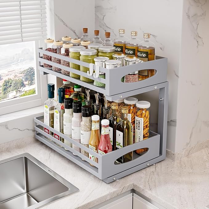 Under Sink Organizer, 2 Tier Under Sink Organizers and Storage, Adjustable - Image 3