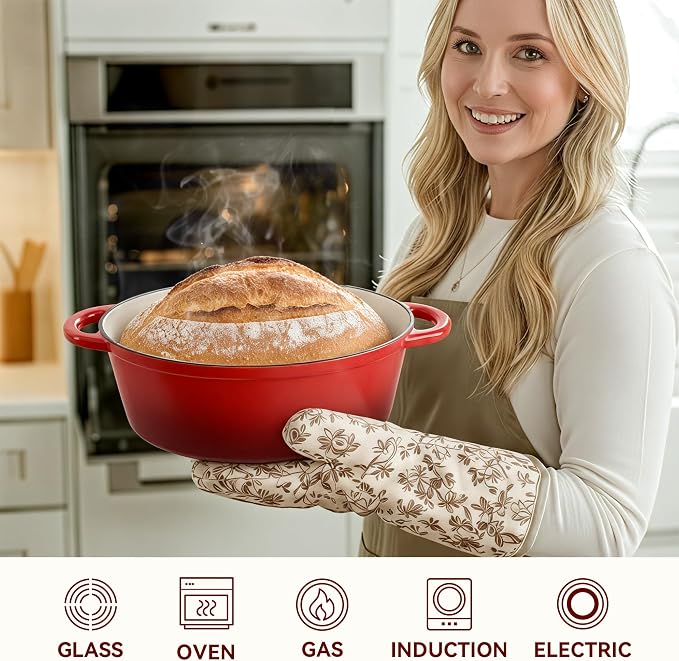 Oval Dutch Oven for Bread Baking, 4.5 Quart Non Stick Enameled Cast Iron Dutch - Image 6