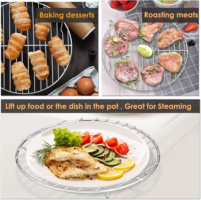 P&P CHEF Round Cooking Rack, Fits Air Fryer/Stockpot/Pressure Cooker/Round Cake - Image 4