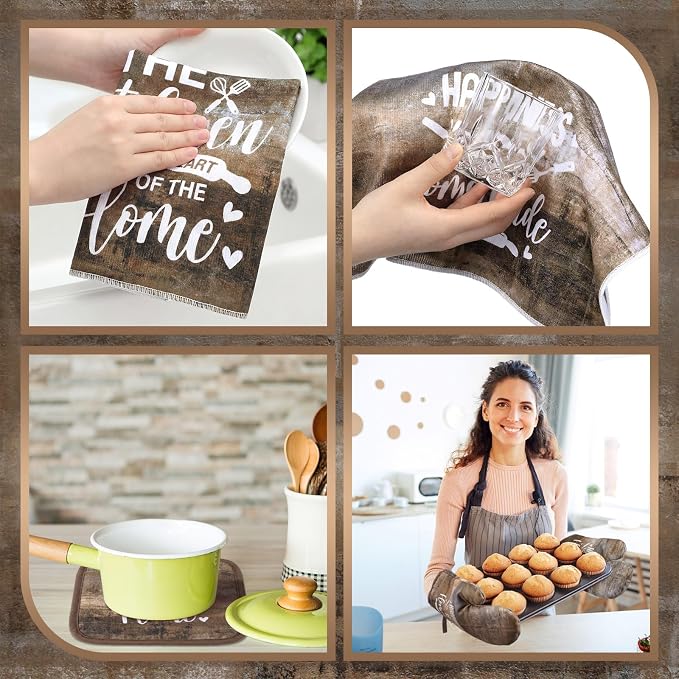 Leinuosen 8 Pcs Kitchen Towels and Oven Mitts Sets Pot Holders Dishcloths Set - Image 5