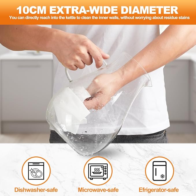 1 Gallon Glass Pitcher with Lid and Handle, Hot & Cold Water Jug, Extra-Wide - Image 8