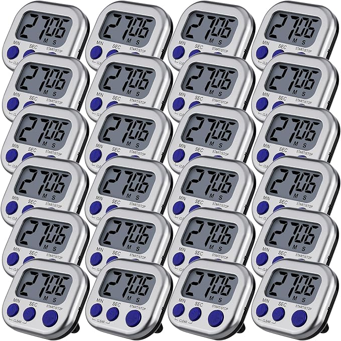 Leumoi 24 Pcs Digital Kitchen Timers Magnetic Back Timers Bulk Large Screen by Leumoi