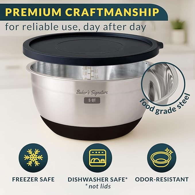 Baker's Signature Stainless Steel Mixing Bowls - Image 4