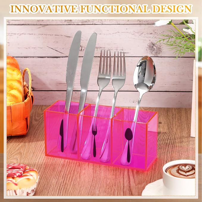 Suzile Acrylic Cutlery Storage Organizer Bin Silverware Caddy Countertop Knife - Image 4