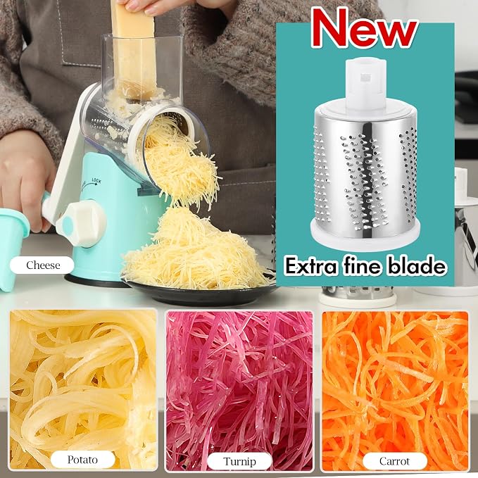 Ourokhome Rotary Cheese Grater Hand Crank, Kitchen Shredder Speed Mandolin - Image 2