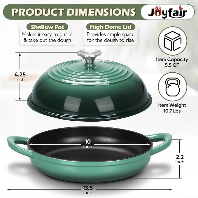 Bread Dutch Oven for Sourdough Baking, Joyfair Enameled Cast Iron Dutch Oven Pot - Image 7