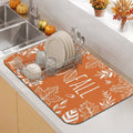 Fall Dish Drying Mat Autumn Decor Kitchen Countertop,Super Absorbent