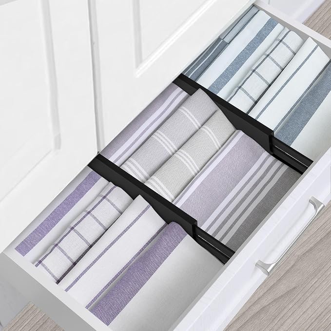 Utoplike 4 pcs Bamboo Kitchen Drawer Dividers Large, Adjustable Black Drawer - Image 7