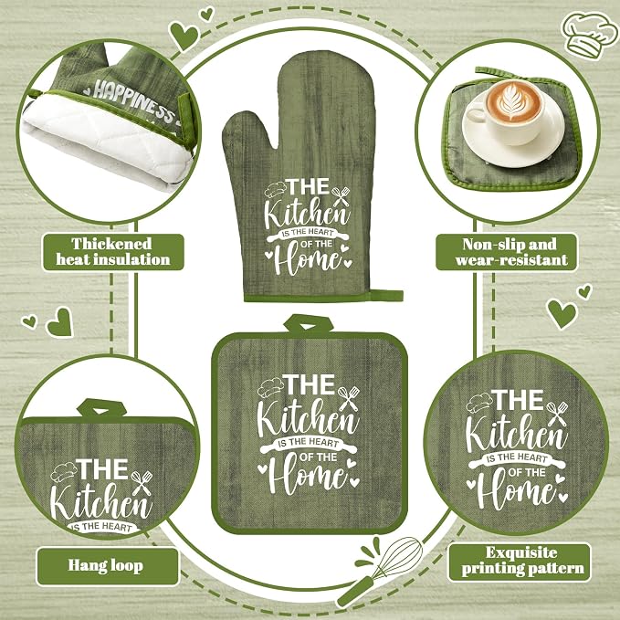 Leinuosen 8 Pcs Kitchen Towels and Oven Mitts Sets Pot Holders Dishcloths Set - Image 4