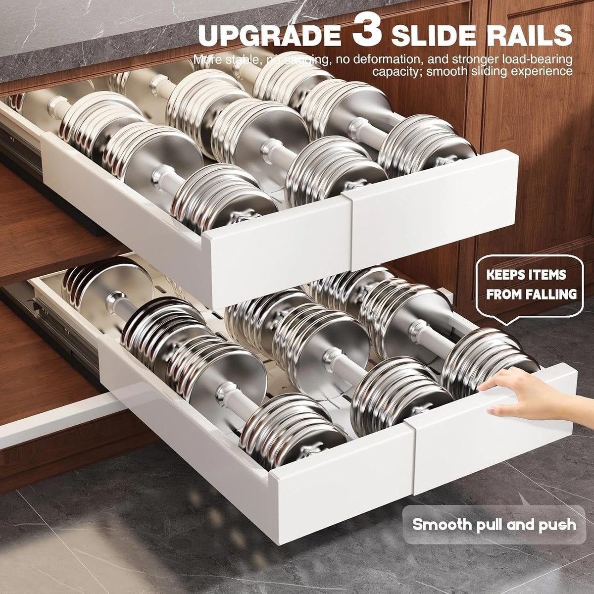 Pull Out Cabinet Organizer,4-Side Expandable to Maximize Cabinet
