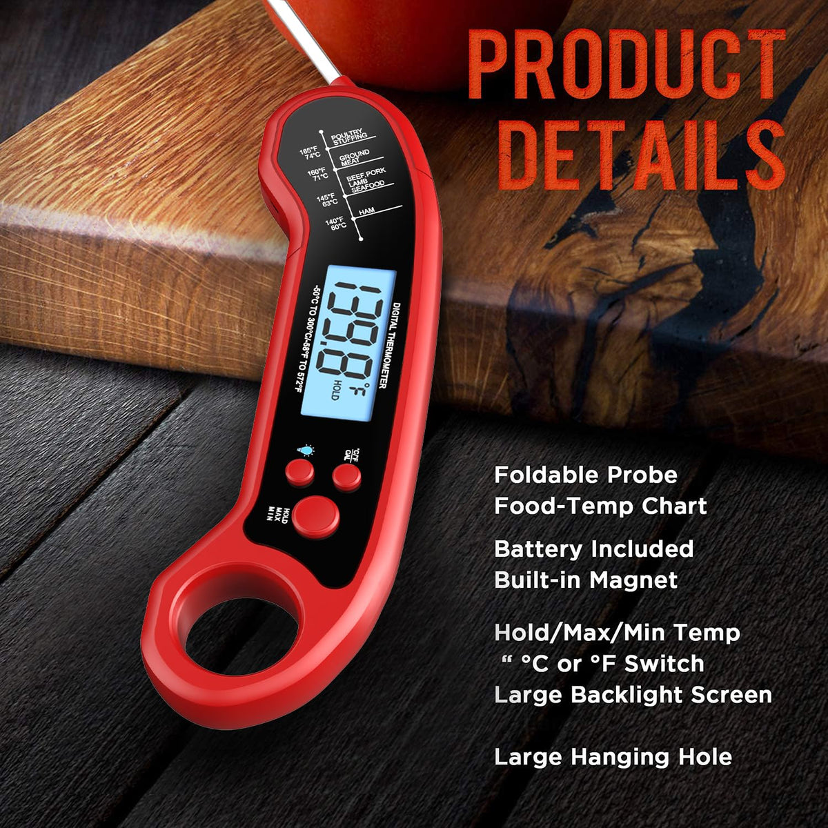 Meat Thermometer Digital, Instant Read Meat Thermometer for Grill and