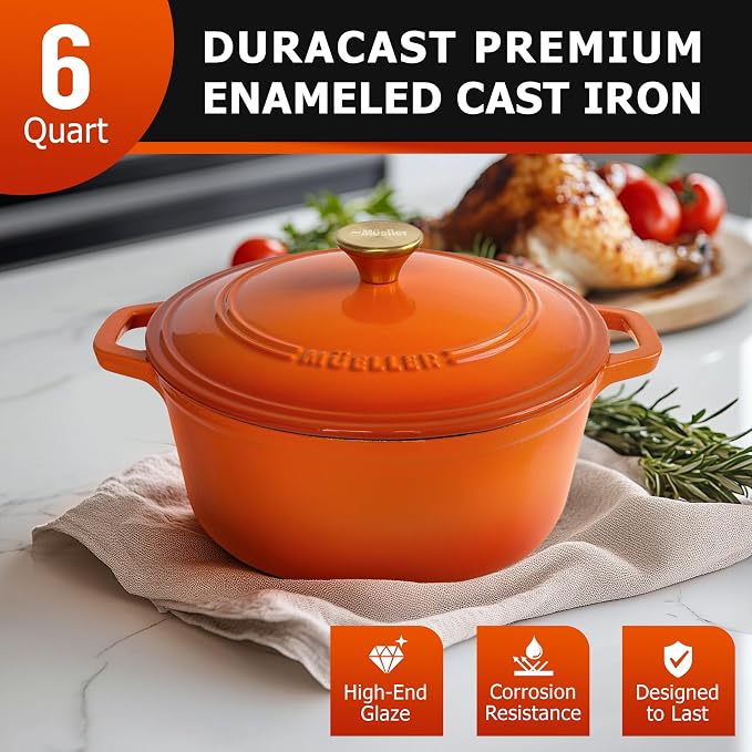 MUELLER HOME 6 Quart Enameled Cast Iron Dutch Oven - Image 2