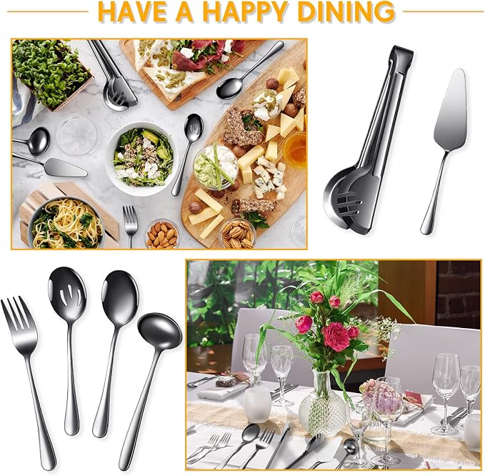 Patelai Serving Utensils Set Include Stainless Steel Large Spoons Slotted - Image 5