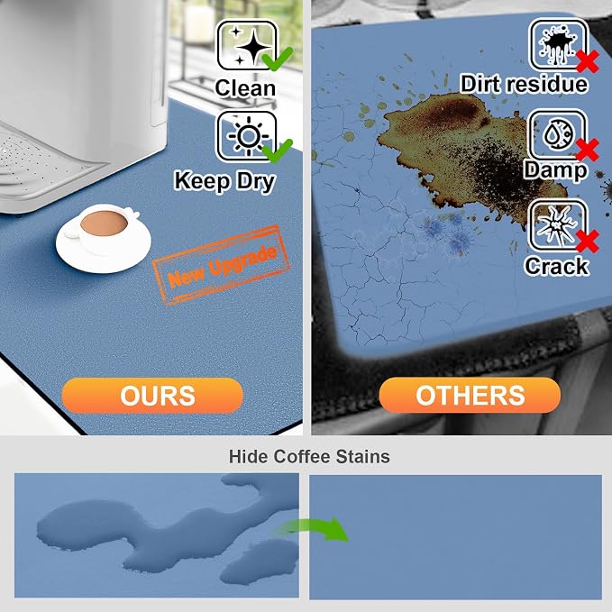Dish Drying Mats for Kitchen Counter, Waterproof Coffee Mat for Countertop - Image 4