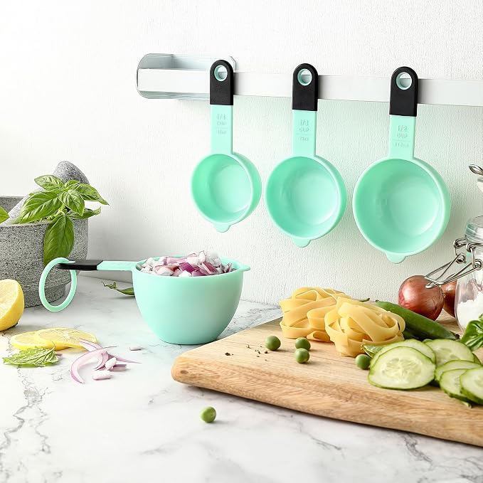 Spring Chef Mint Magnetic Measuring Cups and Spoons Set of 9, Stackable Plastic - Image 8