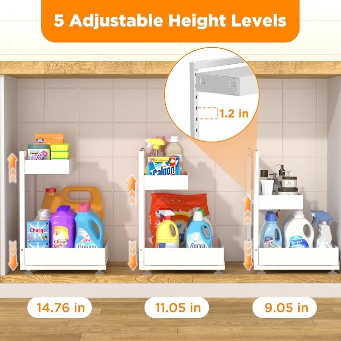 TATAANTY Under Sink Organizer 2 Pack, 2 Tier Metal Under the Sink Storage - Image 5