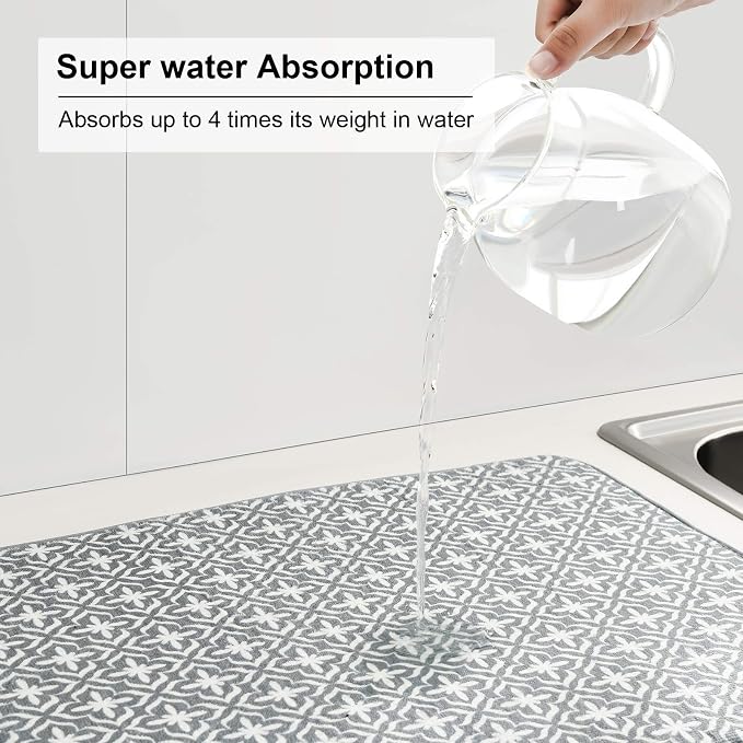 SUBEKYU Dish Drying Mats for Kitchen Counter, Microfiber Absorbent Dish - Image 2