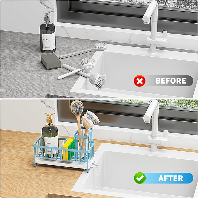 Cisily Sponge Holder for Kitchen Sink, Sink Caddy Organizer - Image 7