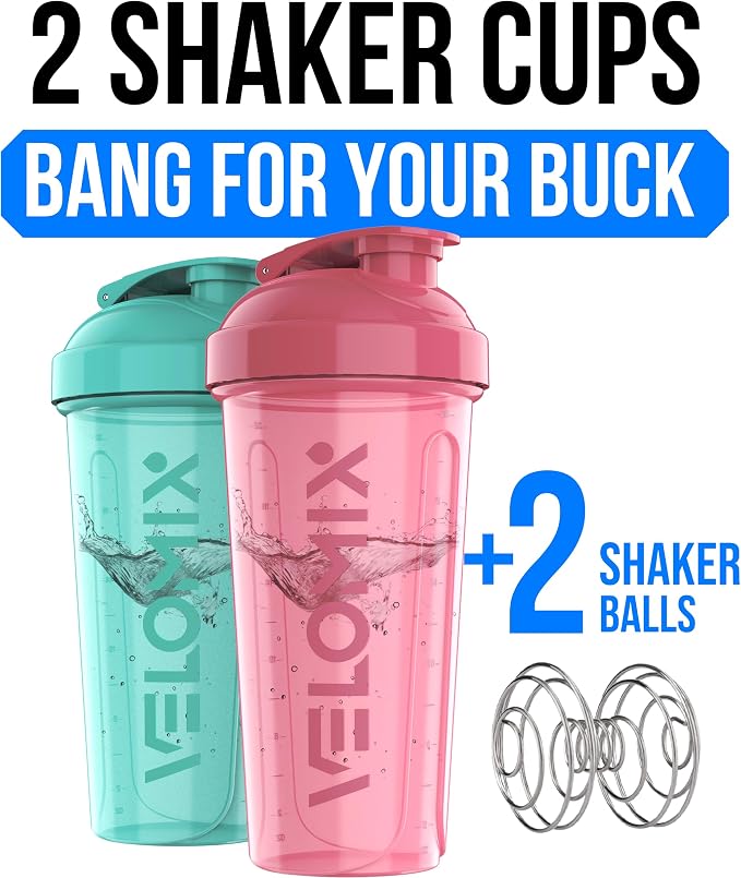 VELOMIX -2 Pack- 28 oz Protein Shaker Bottles - Image 2