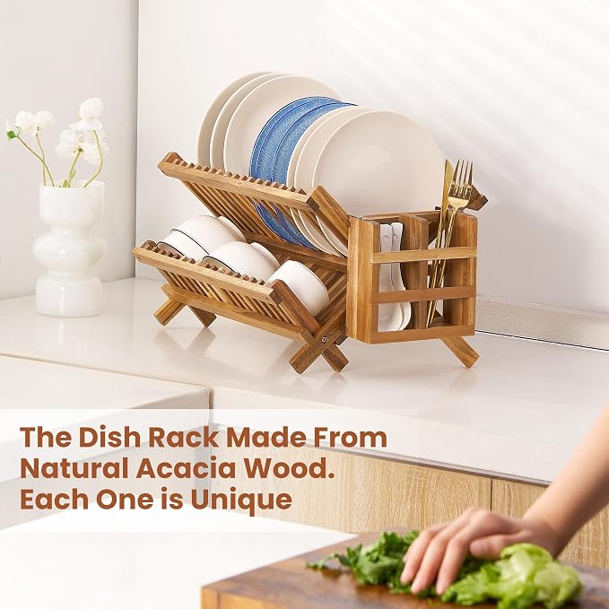 NOVAYEAH Acacia Wooden Dish Drying Rack - Image 2