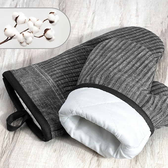 Oven Mitts and Pot Holders, Silicone Oven Gloves, 500 F Heat Resistant Oven - Image 3