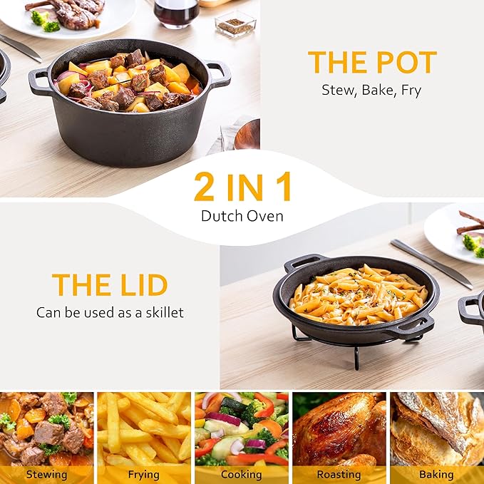 Velaze Cast Iron Dutch Oven Pot - Image 3