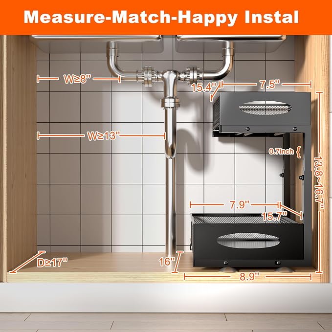 Under Sink Organizer, 2 Packs 2 Tier Under Sink Organizers and Storage - Image 2