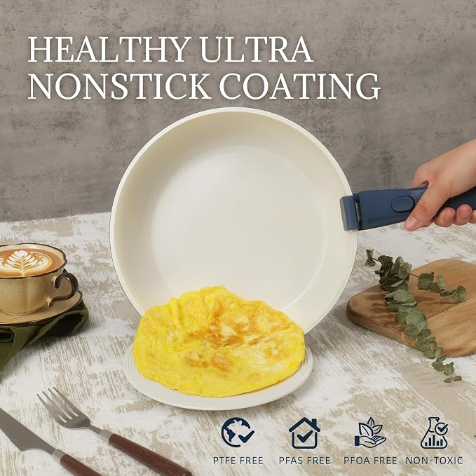 8Pcs Pots and Pans Set Nonstick Ceramic Cookware Set Removable Handle Induction - Image 3