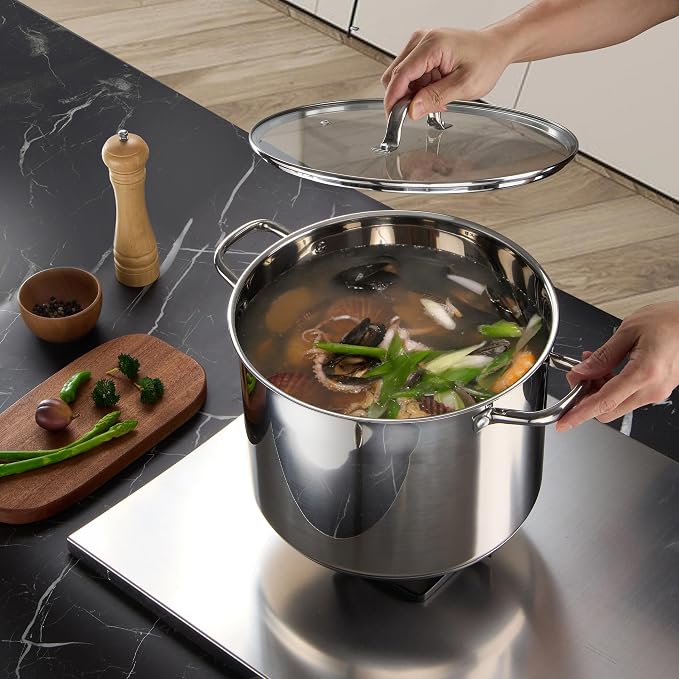 Stainless Steel Large Stock Pot, LIANYU 16 QT Heavy Duty Stockpot - Image 6