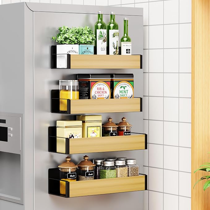 Vetacsion 4 Pack Moveable Fridge Magnetic Spice Racks - Image 6