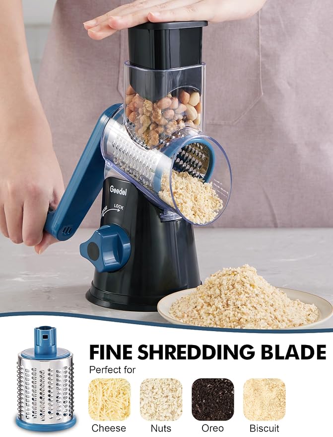 Geedel Rotary Cheese Grater, Kitchen Mandoline Vegetable Slicer - Image 5