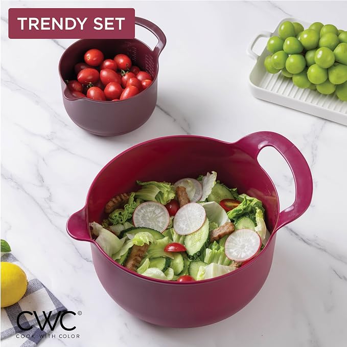 COOK WITH COLOR Nesting Plastic Mixing Bowl Set with Pour Spouts and Handles - Image 5