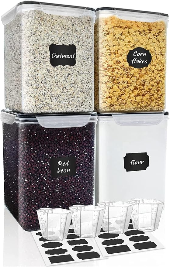 Large Food Storage Containers 5.2L, MCIRCO 4 Pieces Plastic Airtight Food by MMCIRCO