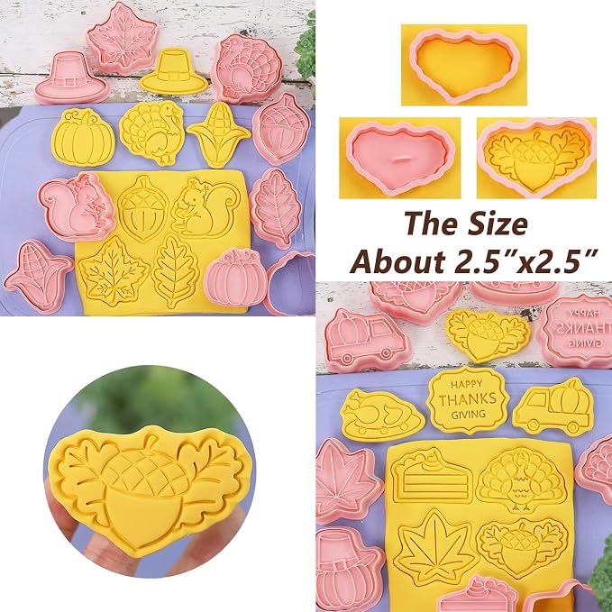 16-Pcs Thanksgiving Cookie Cutters Set 3D Cookie Cutters - Image 3