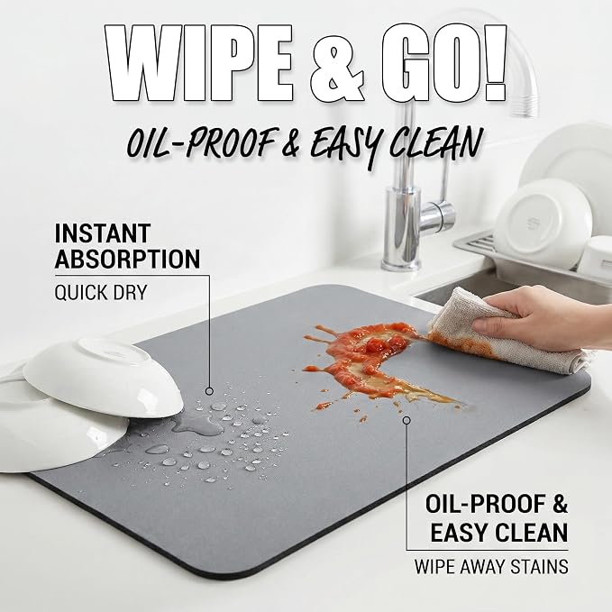Extra Large Dish Drying Mats: 33"L x 17"W XXL Customizable Trimmable Non-Slip - Image 3
