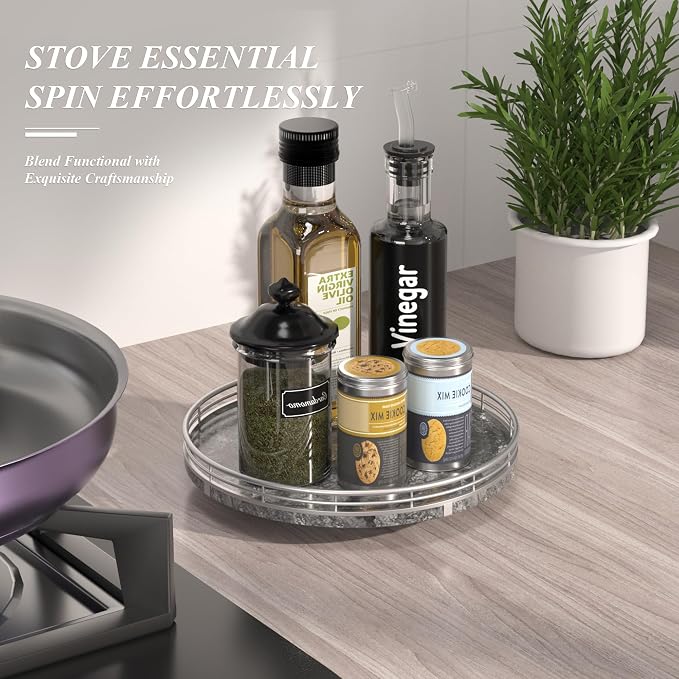 Gray Marble Lazy Susan Turntable - Image 4