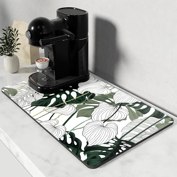 Rnivvi Coffee Mat, Hide Stain Rubber Backed Absorbent Dish Drying Pad by Rnivvi