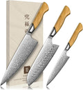TIVOLI Damascus Kitchen Knife Set, VG-10 Damascus Santoku Paring Knife by TIVOLI