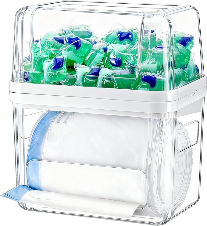 iCASA Trash Bag Dispenser Dishwasher Pod Organizer, 3 in 1 Grocery Garbage Bags by iCASA