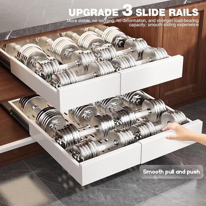 Seinloes 2 Pack Pull Out Cabinet Organizer Expandable Width and Depth, Slide - Image 6