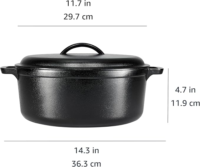 Amazon Basics Pre-Seasoned Cast Iron Dutch Oven Pot - Image 4