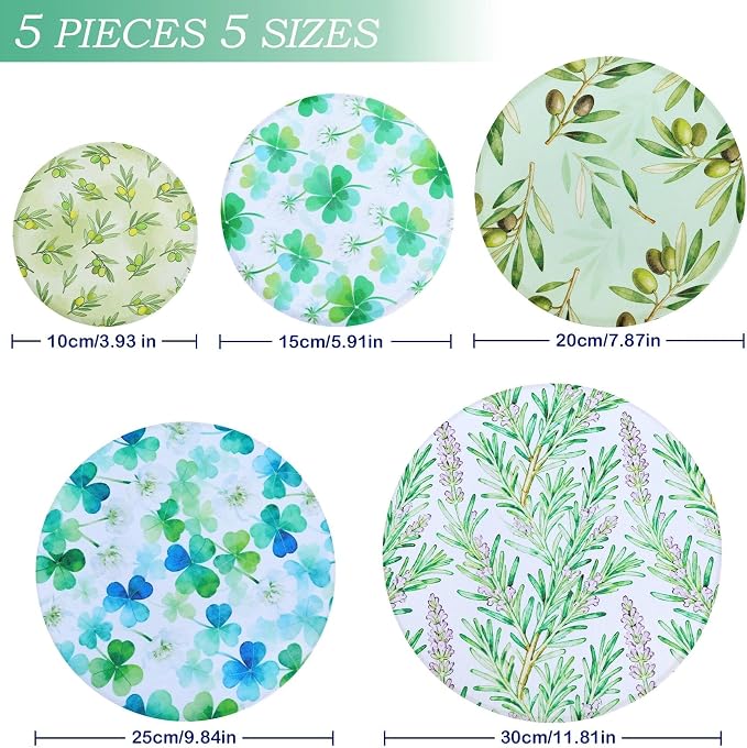5 Pieces Bowl Covers Reusable, 5 Size Elastic Cloth Bowl Covers - Image 2