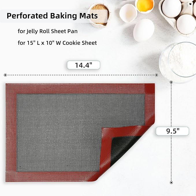 Perforated Silicone Baking Mat for Jelly Roll Pan, Non-Stick Eclair Baking Mat - Image 2