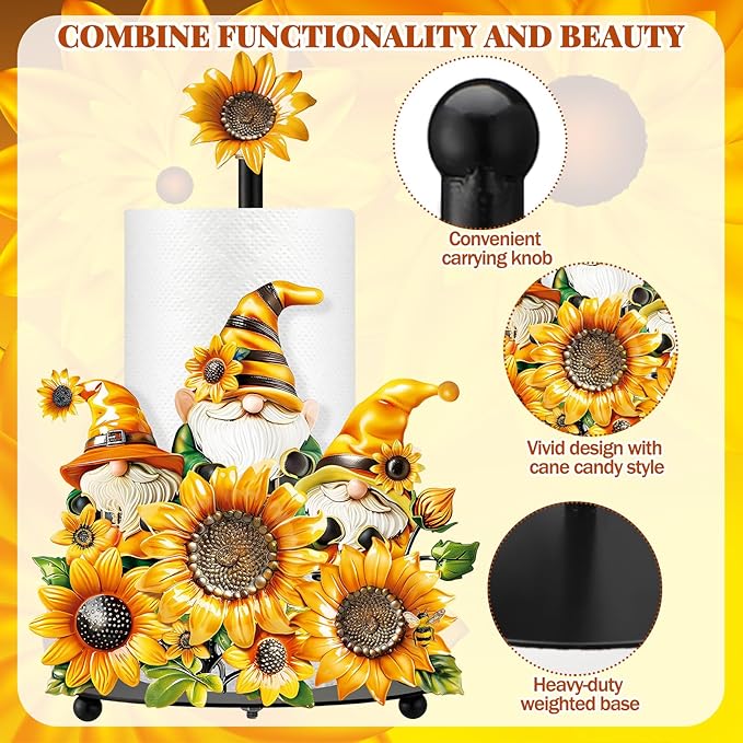 Thyle Sunflower Paper Towel Holder Summer Sunflower Gnome Kitchen Decor and - Image 4