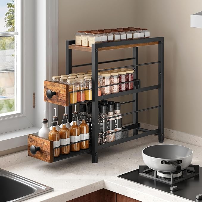 YATINEY Spice Rack, 3-Tier Pull Out Spice Rack Organizer - Image 2