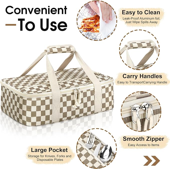 Corduroy Casserole Carrier, Insulated Lasagna Lugger - Image 3