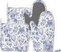 Vintage Flower Blue and White Leaves Oven Mitts and Pot Holders Sets of 4 by Echoserein