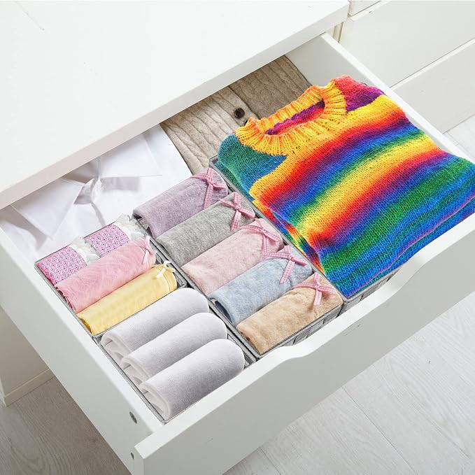 Posprica Drawer Organizer Bins, Woven Strap Storage Box Cube Basket Containers - Image 5