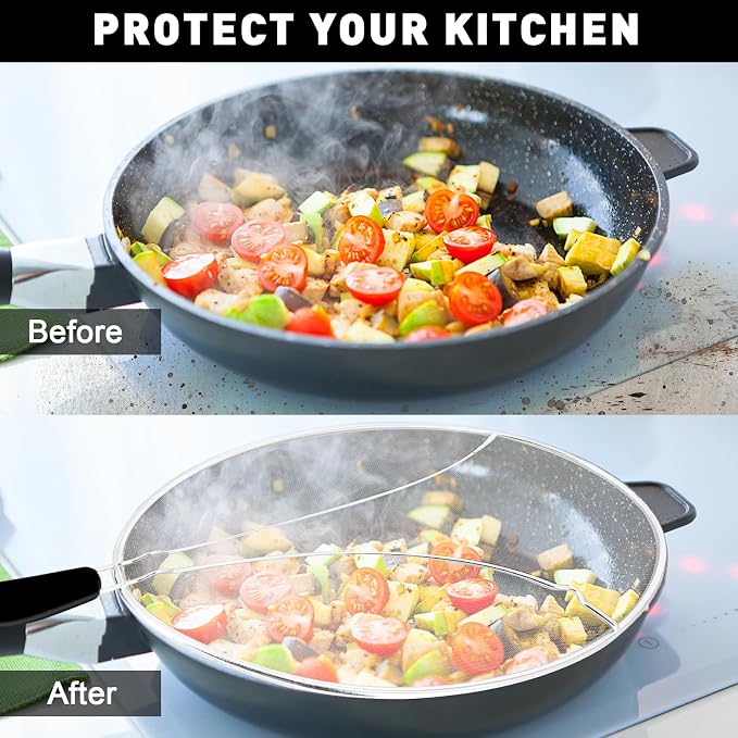 11 Inch Grease Splatter Screen for Frying Pan, Stainless Steel Fine Mesh Oil - Image 4