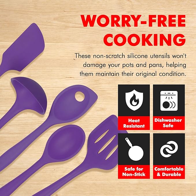 Chef Craft Premium Silicone Kitchen Tool and Utensil Set, 5 Piece - Image 3